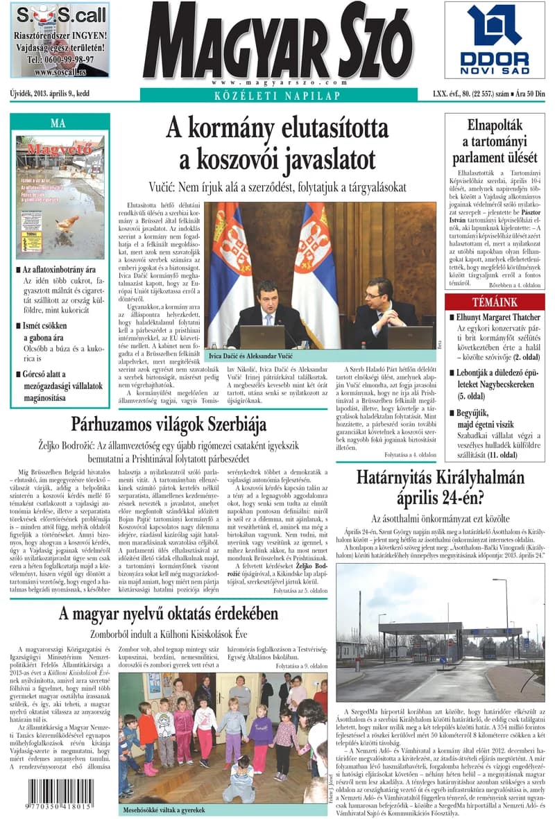 Magyar Szó, 70. évf. 2013. április 9. 80. sz. 1–20. oldal