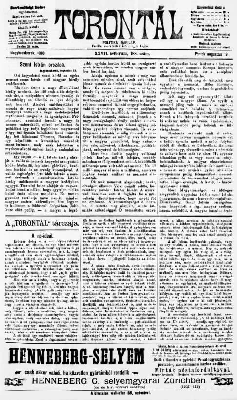 Torontál, 27. évf. 1898. augusztus 19. 188. sz.