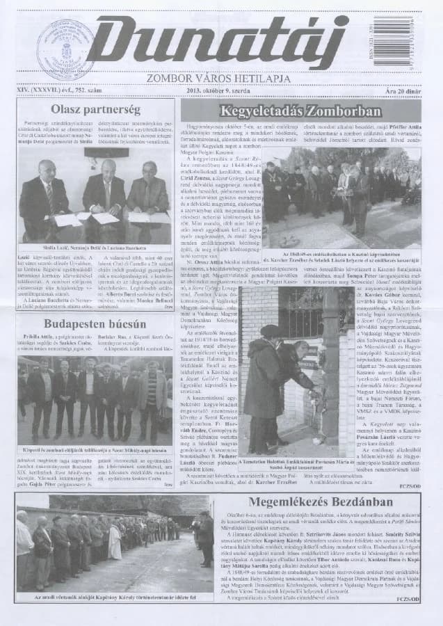 Dunatáj, 15. évf. 2013. október 9. 752. sz.