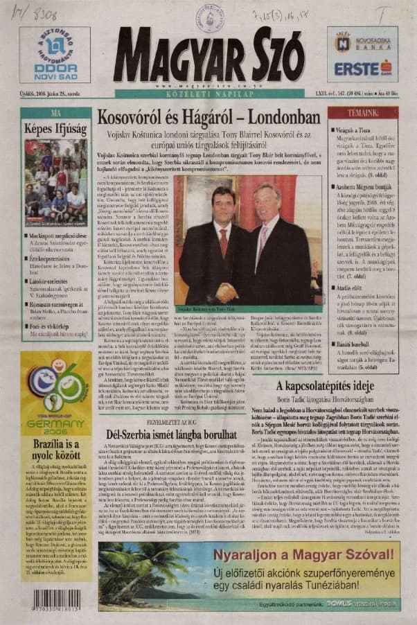 Magyar Szó, 63. évf. 2006. június 28. 147. sz. 1–20. oldal