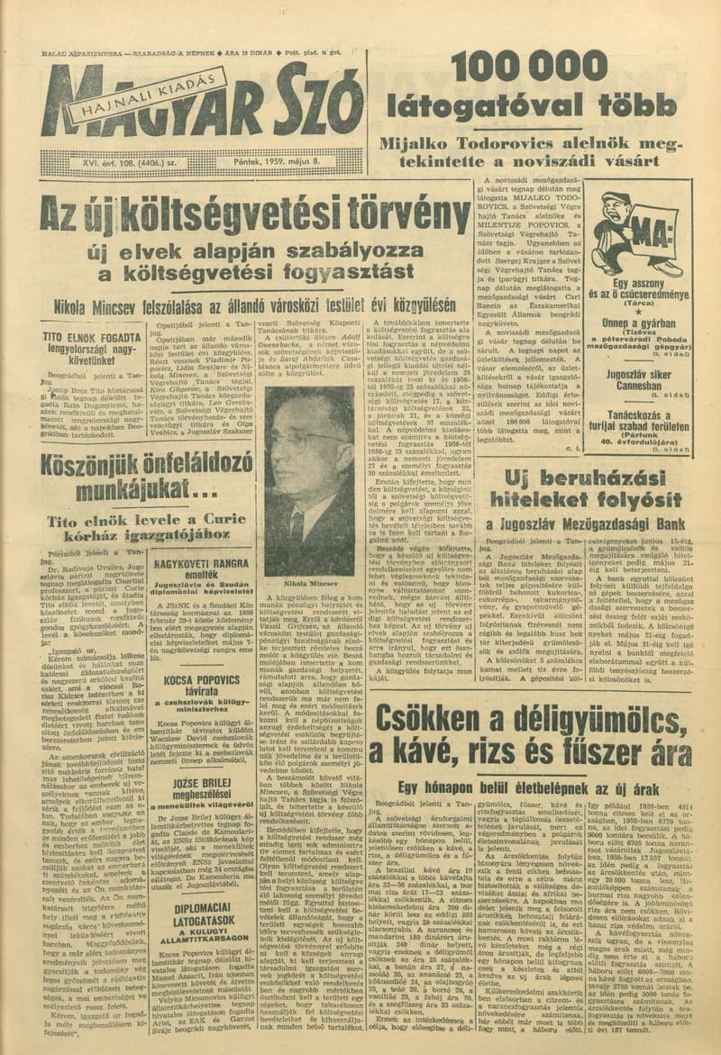 Magyar Szó, 16. évf. 1959. május 8. 108. sz. 1–20. oldal