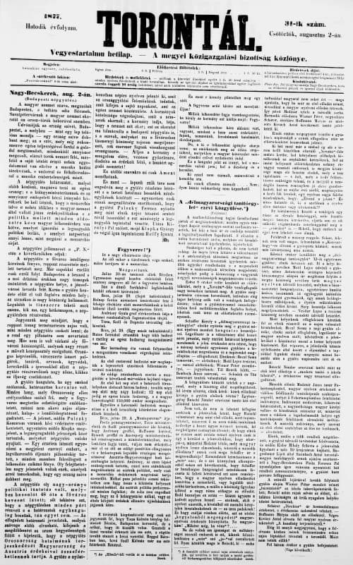 Torontál, 6. évf. 1877. augusztus 2. 31. sz.
