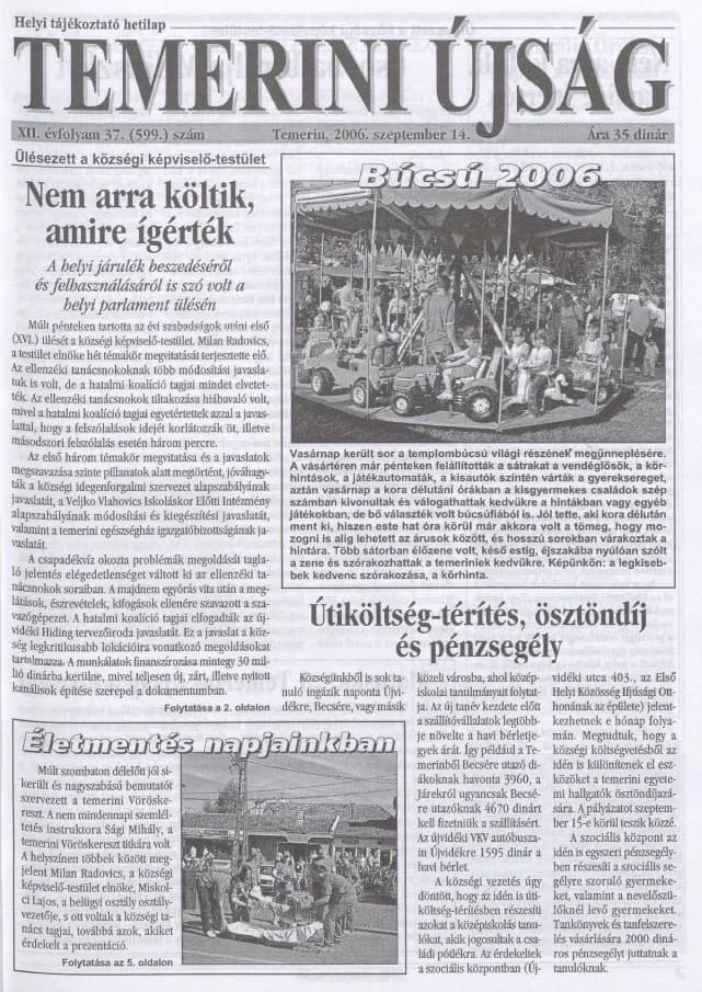 Temerini Újság, 12. évf. 2006. szeptember 14. 37. sz.