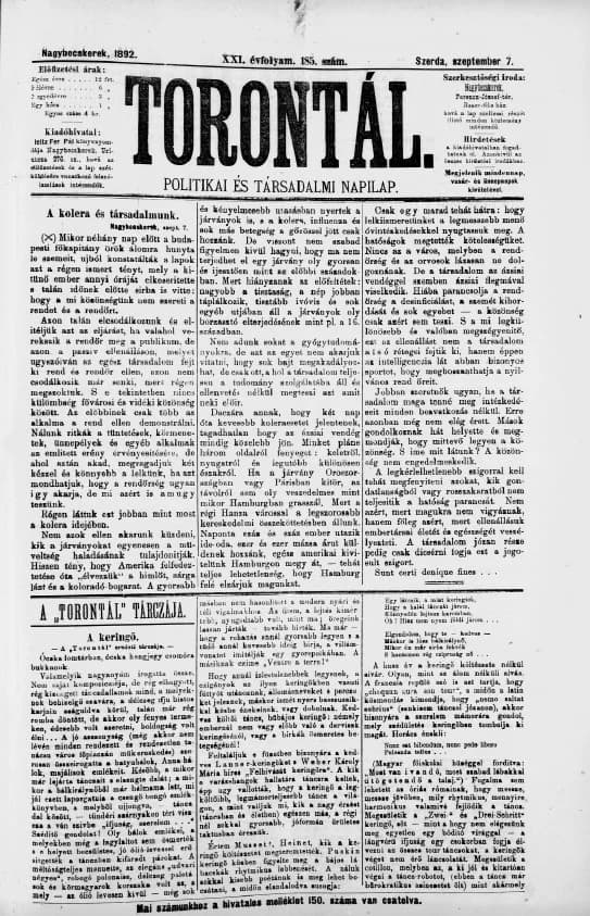 Torontál, 21. évf. 1892. szeptember 7. 185. sz.