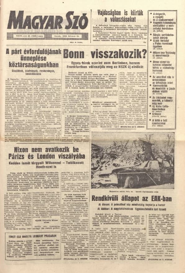 Magyar Szó, 26. évf. 1969. február 26. 55. sz. 1–16. oldal