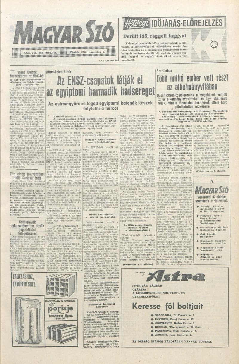 Magyar Szó, 30. évf. 1973. november 2. 302. sz.