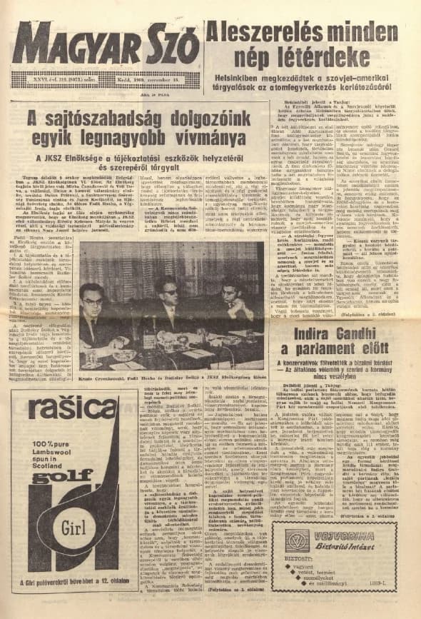 Magyar Szó, 26. évf. 1969. november 18. 319. sz. 1–16. oldal