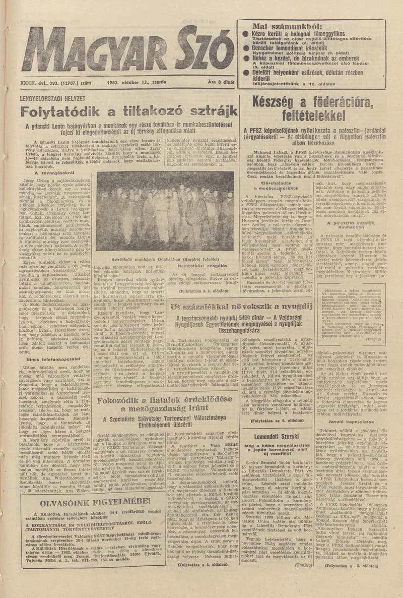 Magyar Szó, 39. évf. 1982. október 13. 282. sz. 1–20. oldal