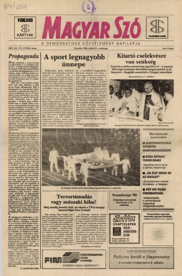 Magyar Szó, 53. évf. 1996. július 21. 171. sz. 1–24. oldal