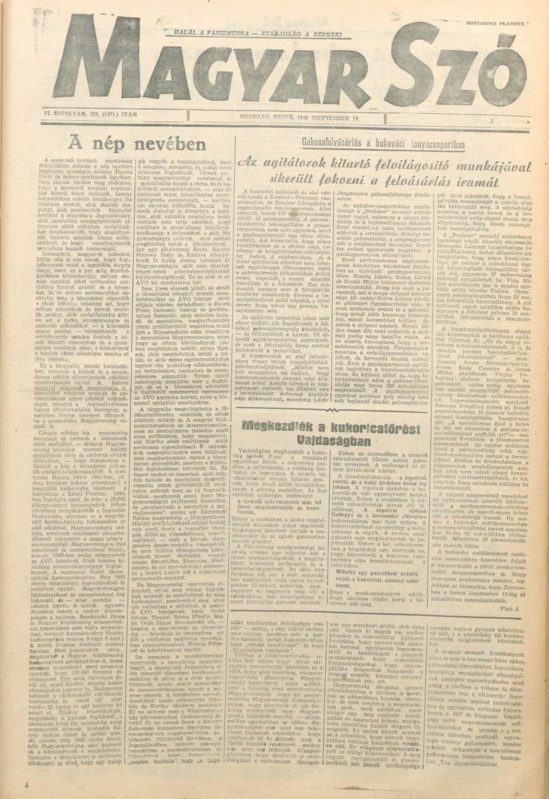 Magyar Szó, 6. évf. 1949. augusztus 19. 223. sz. 1–4. oldal
