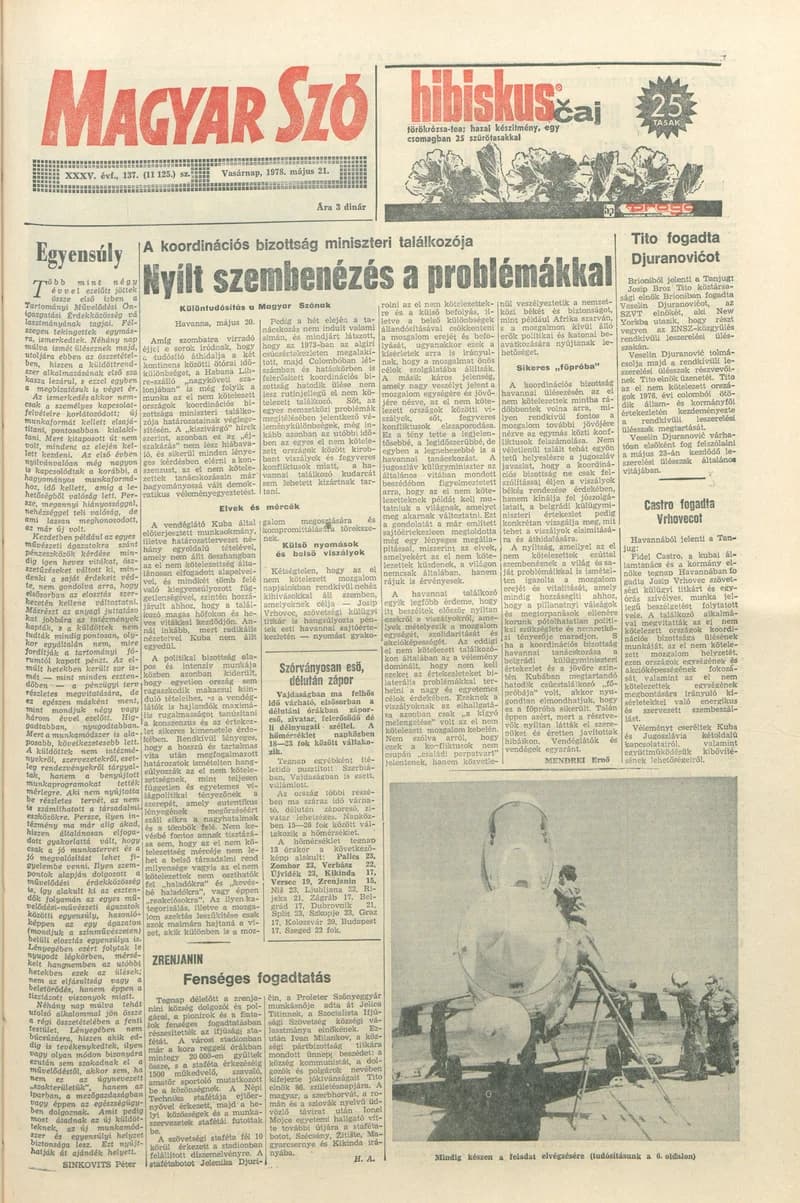 Magyar Szó, 35. évf. 1978. május 21. 137. sz. 1–44. oldal