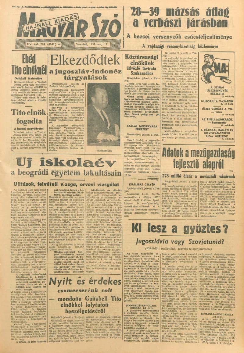Magyar Szó, 14. évf. 1957. augusztus 17. 224. sz. 1–14. oldal