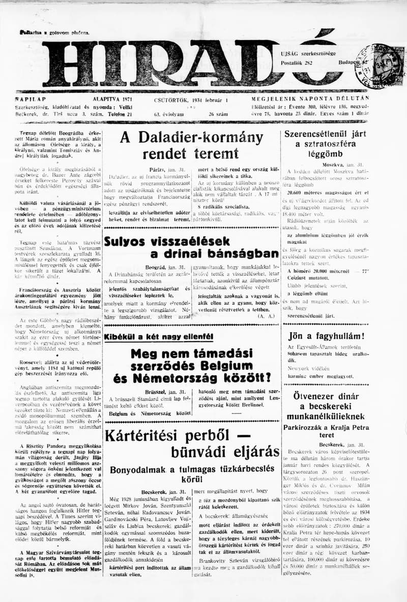 Híradó, 63. évf. 1934. február 1. 26. sz.