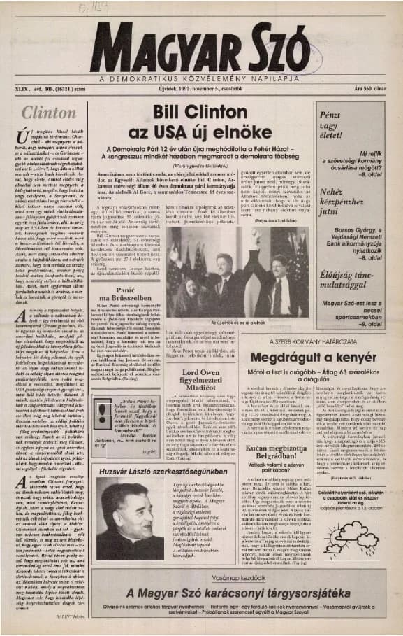 Magyar Szó, 49. évf. 1992. november 5. 305. sz. 1–16. oldal