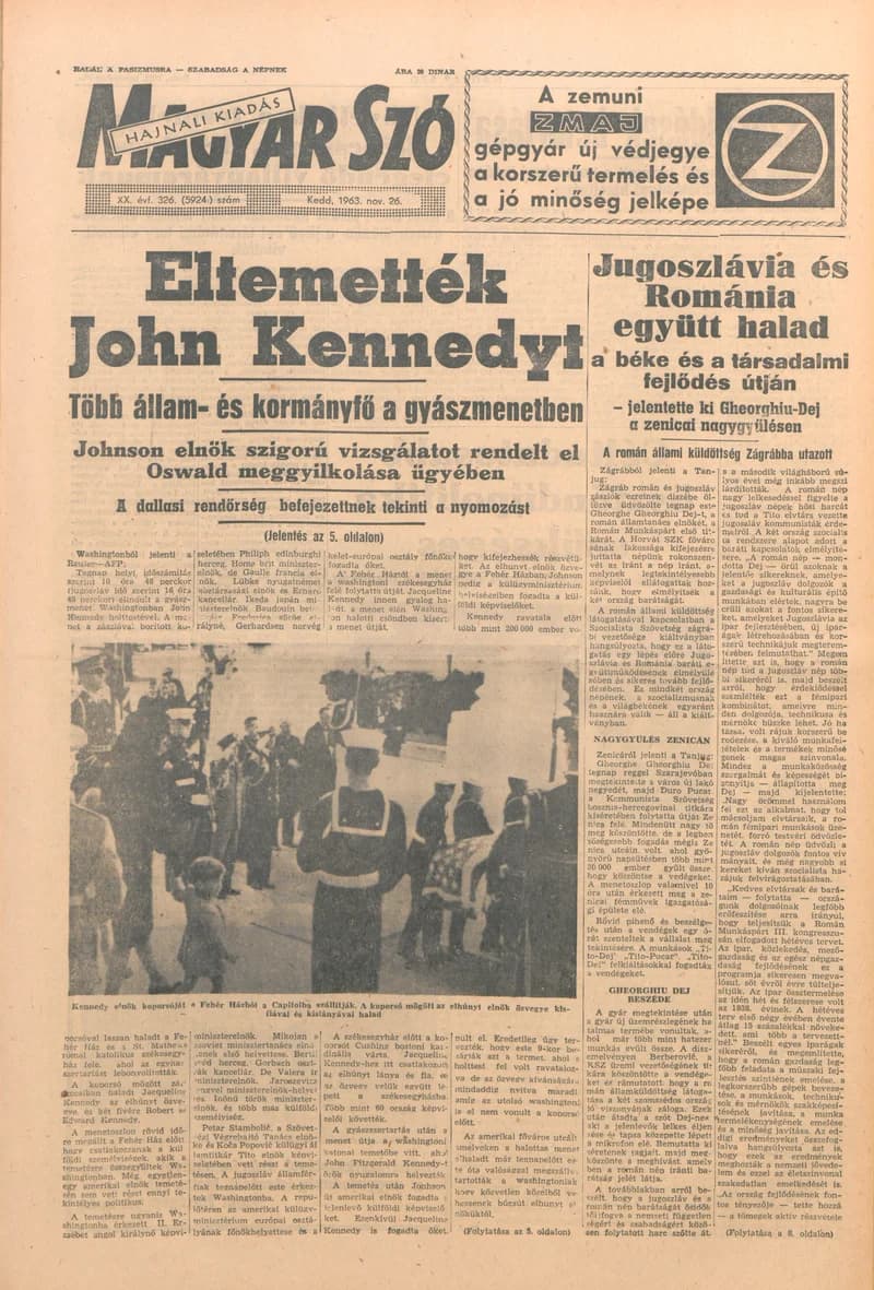 Magyar Szó, 20. évf. 1963. november 26. 326. sz. 1–16. oldal