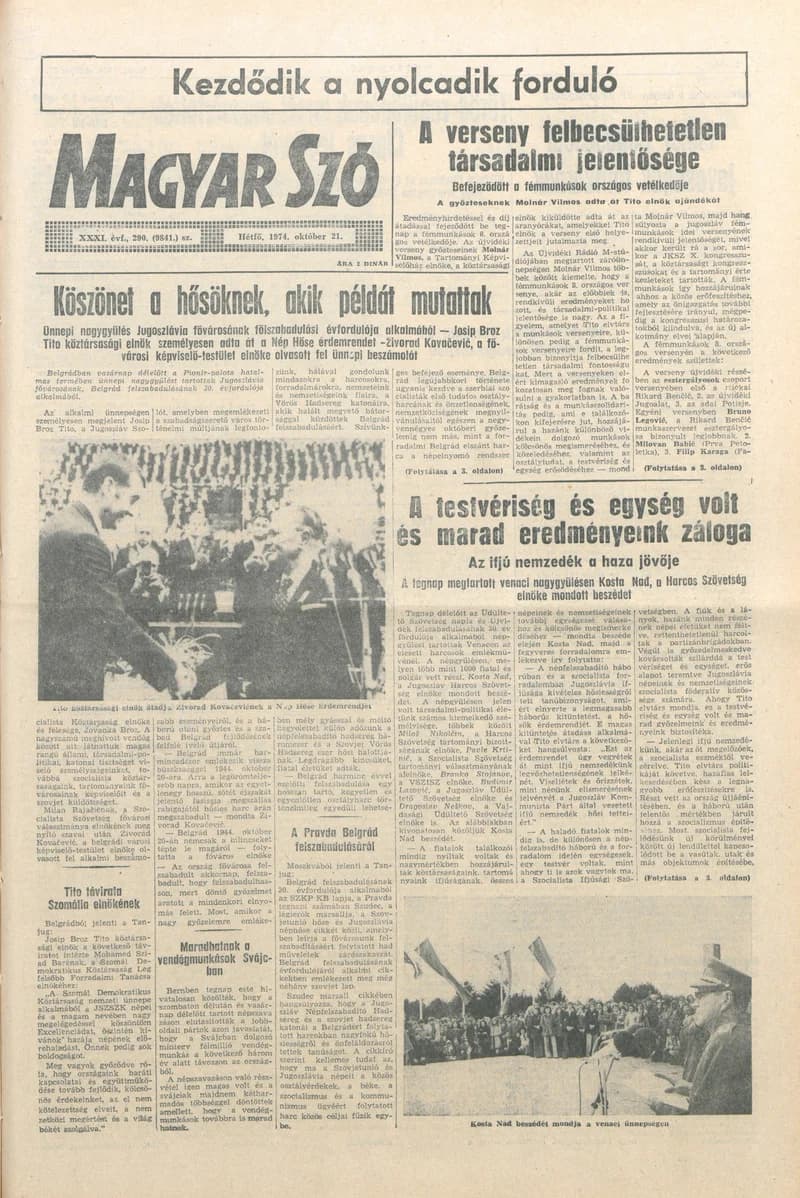 Magyar Szó, 31. évf. 1974. október 21. 290. sz. 1–6. oldal