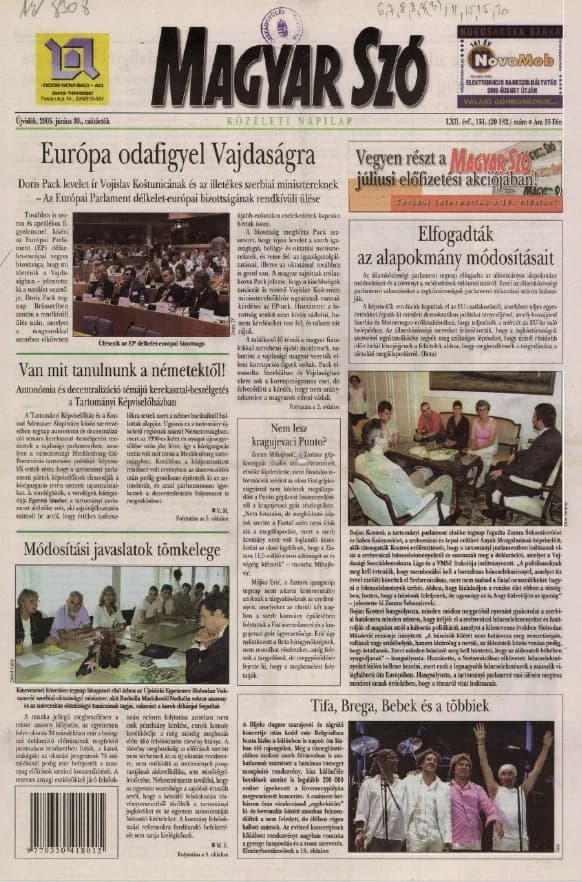Magyar Szó, 62. évf. 2005. június 30. 151. sz. 1–20. oldal