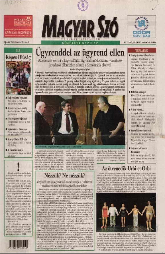 Magyar Szó, 66. évf. 2009. február 11. 33. sz. 1–20. oldal
