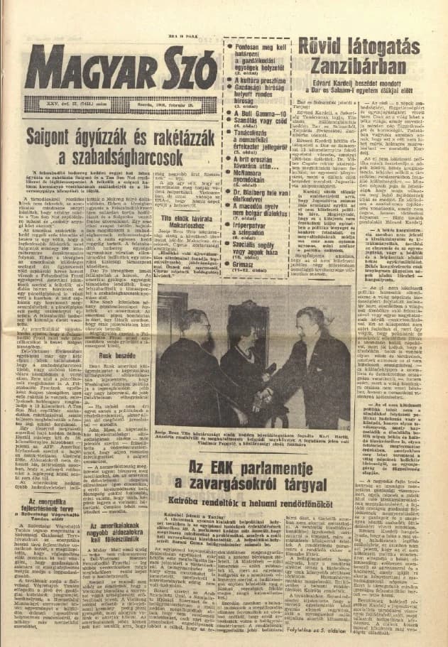 Magyar Szó, 25. évf. 1968. február 28. 57. sz. 1–16. oldal