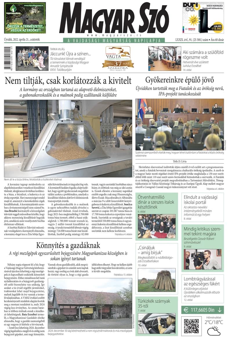 Magyar Szó, 79. évf. 2022. április 21. 91. sz. 1–20. oldal