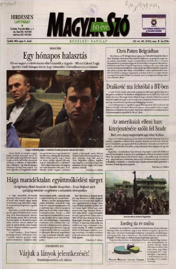 Magyar Szó, 61. évf. 2004. május 11. 108. sz. 1–20. oldal