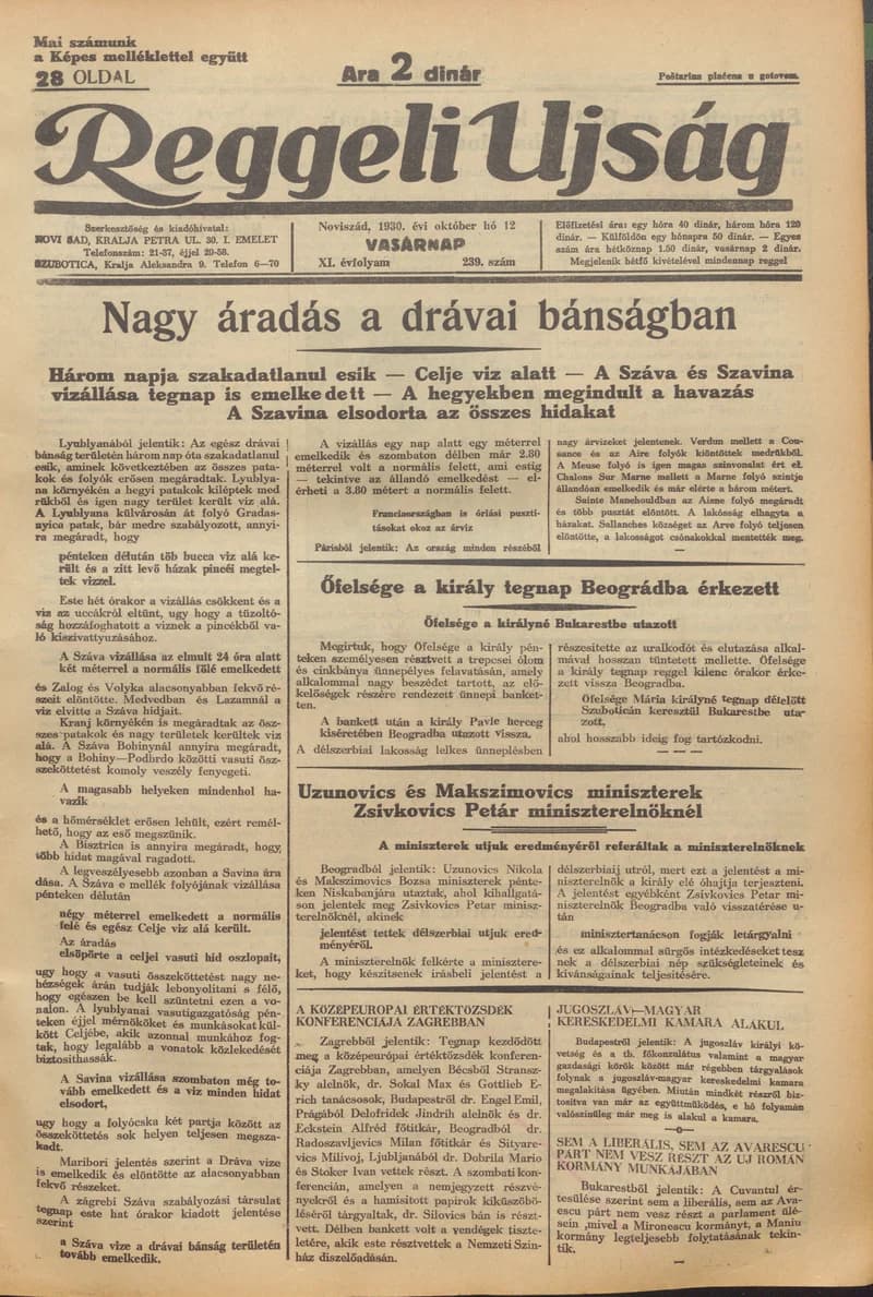 Reggeli Újság, 11. évf. 1930. október 12. 239. sz.