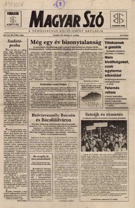 Magyar Szó, 54. évf. 1997. február 15. 38. sz. 1–16. oldal