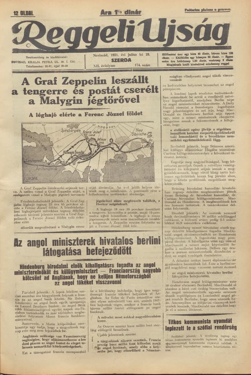 Reggeli Újság, 12. évf. 1931. július 29. 174. sz.