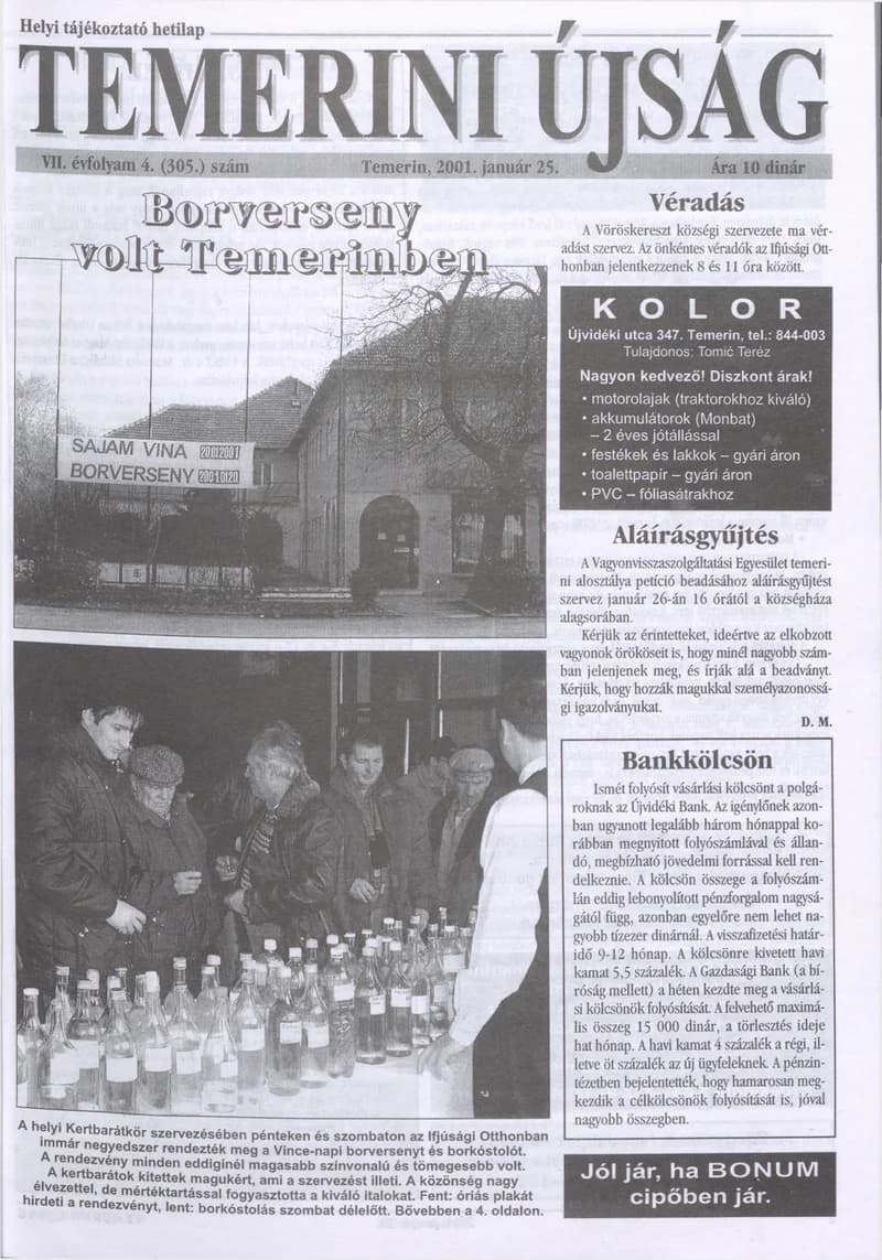 Temerini Újság, 7. évf. 2001. január 25. 4. sz.