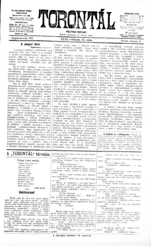 Torontál, 31. évf. 1902. március 21. 67. sz.