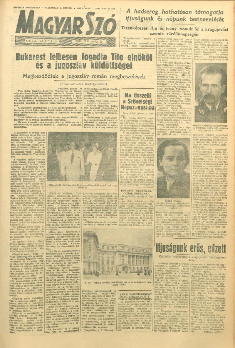 Magyar Szó, 13. évf. 1956. június 25. 172. sz. 1–10. oldal