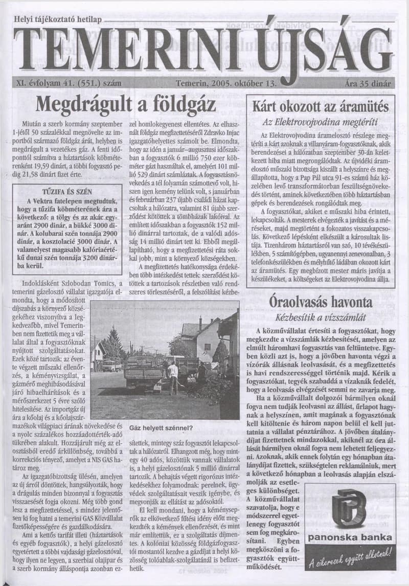 Temerini Újság, 11. évf. 2005. október 13. 41. sz.