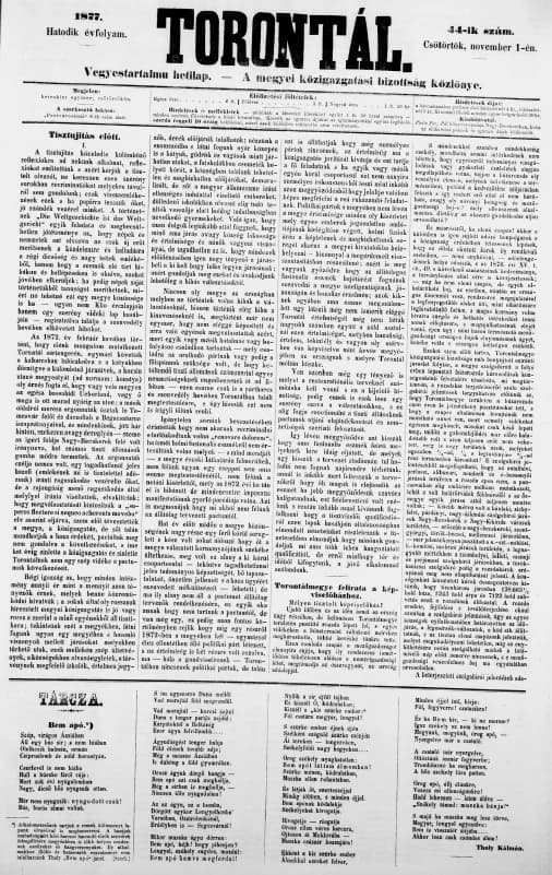 Torontál, 6. évf. 1877. november 1. 44. sz.