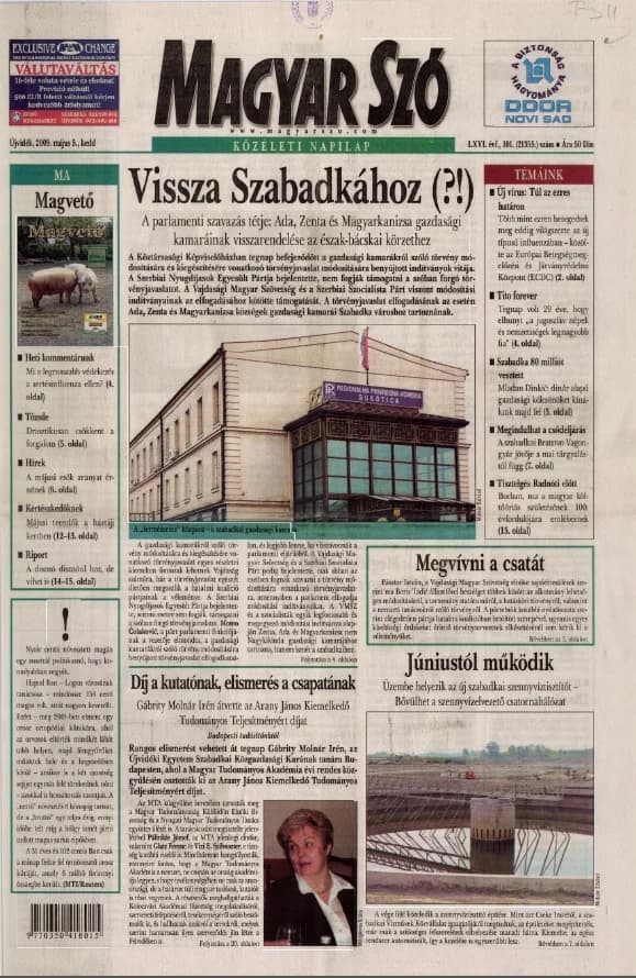 Magyar Szó, 66. évf. 2009. május 5. 101. sz. 1–20. oldal