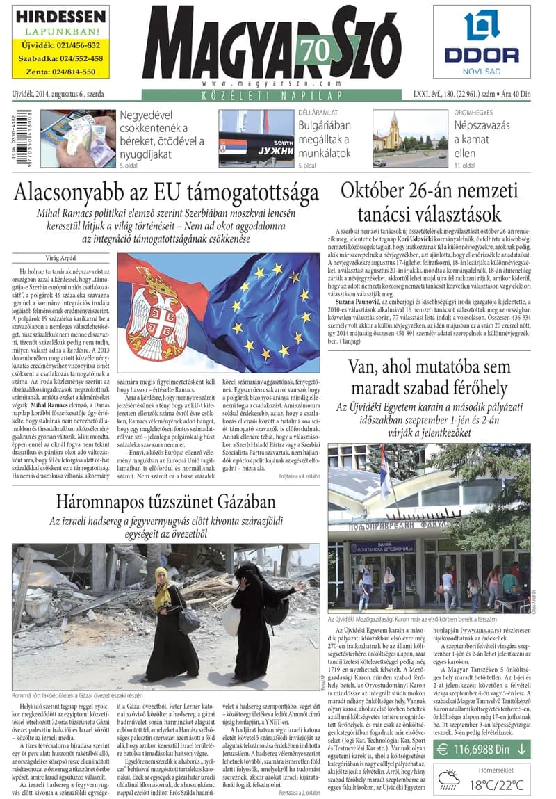 Magyar Szó, 71. évf. 2014. augusztus 6. 180. sz. 1–16. oldal