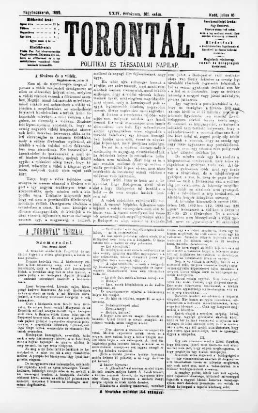 Torontál, 24. évf. 1895. július 16. 161. sz.