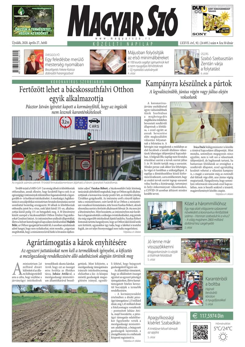 Magyar Szó, 77. évf. 2020. április 27. 92. sz. 1–16. oldal