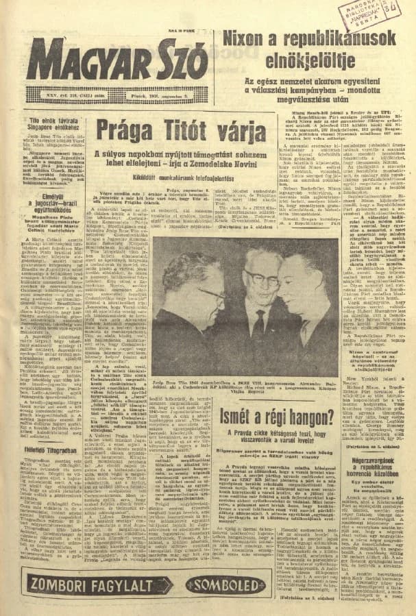 Magyar Szó, 25. évf. 1968. augusztus 9. 218. sz. 1–10. oldal