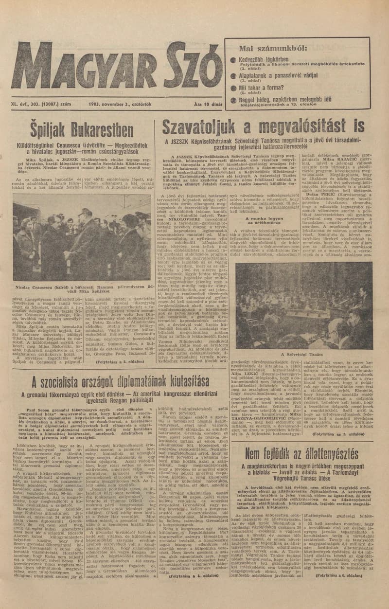 Magyar Szó, 40. évf. 1983. november 3. 303. sz.