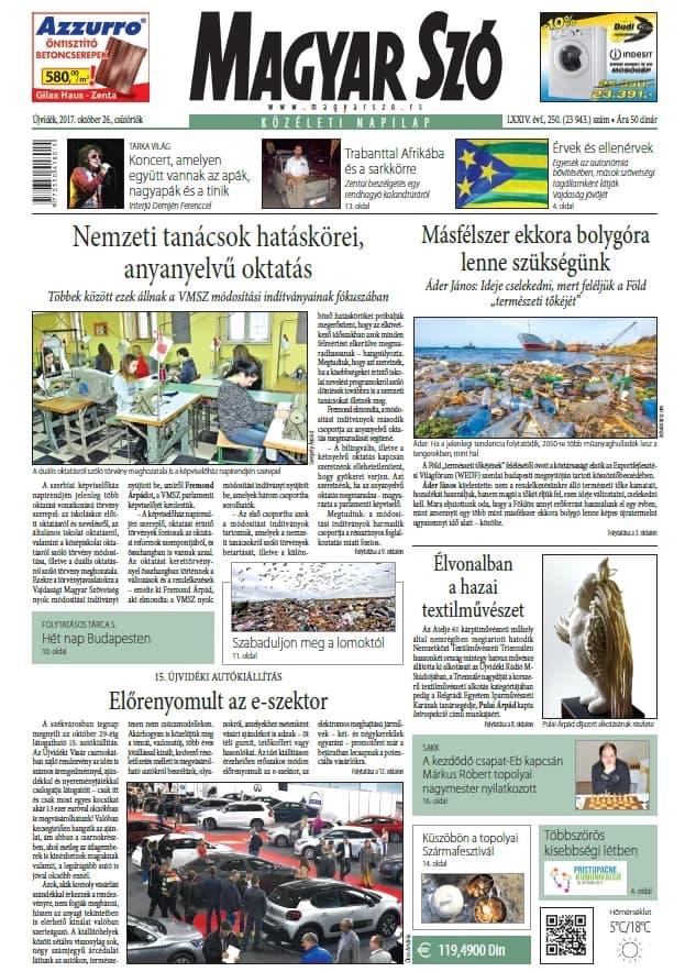 Magyar Szó, 74. évf. 2017. október 26. 250. sz. 1–20. oldal