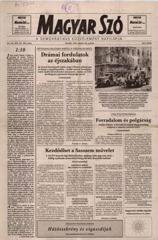 Magyar Szó, 55. évf. 1998. október 23. 253. sz. 1–16. oldal