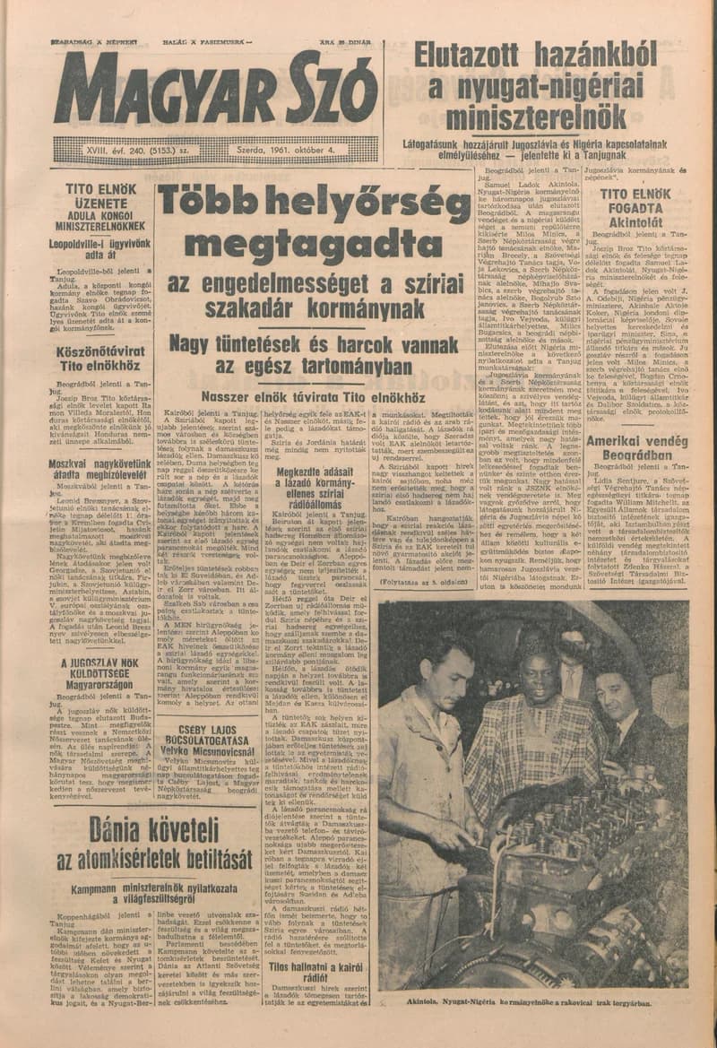 Magyar Szó, 18. évf. 1961. október 4. 240. sz. 1–14. oldal