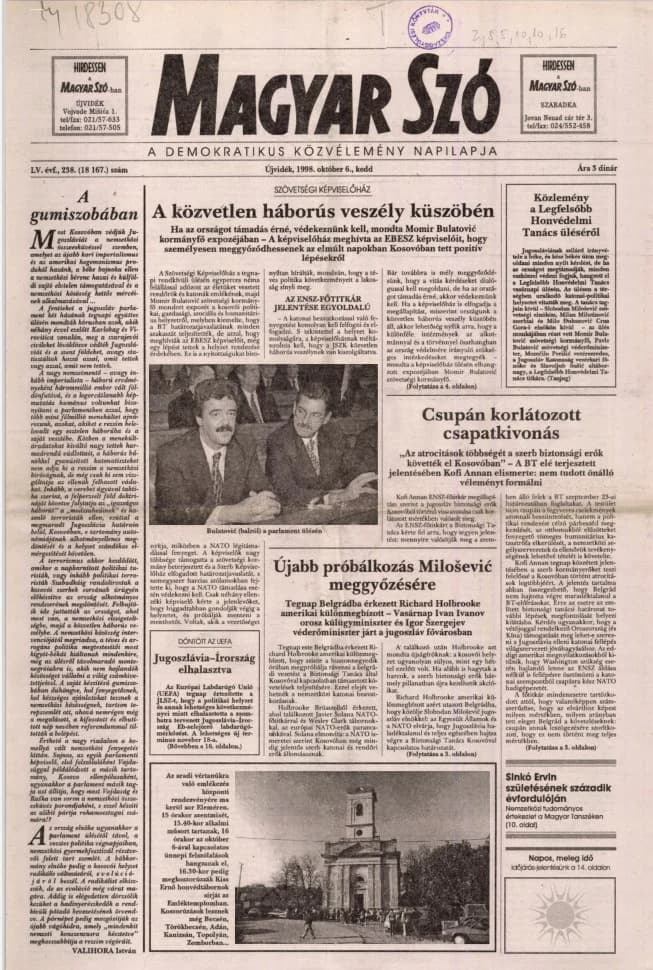 Magyar Szó, 55. évf. 1998. október 6. 238. sz. 1–16. oldal