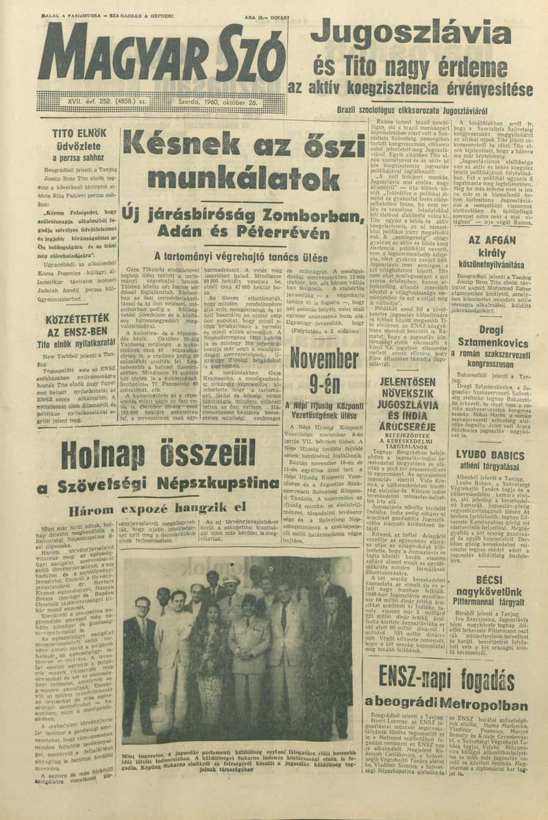 Magyar Szó, 17. évf. 1960. október 26. 252. sz. 1–26. oldal