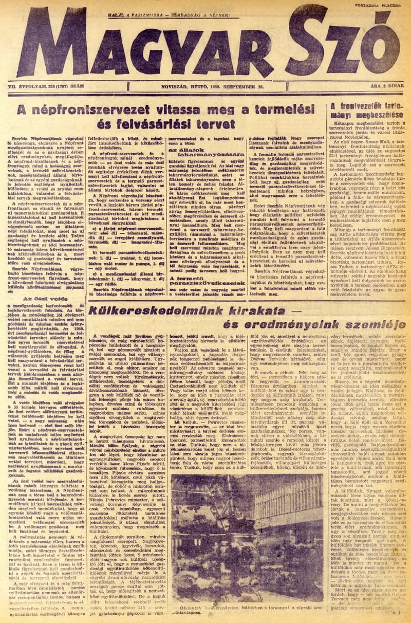 Magyar Szó, 7. évf. 1950. szeptember 25. 228. sz. 1–4. oldal