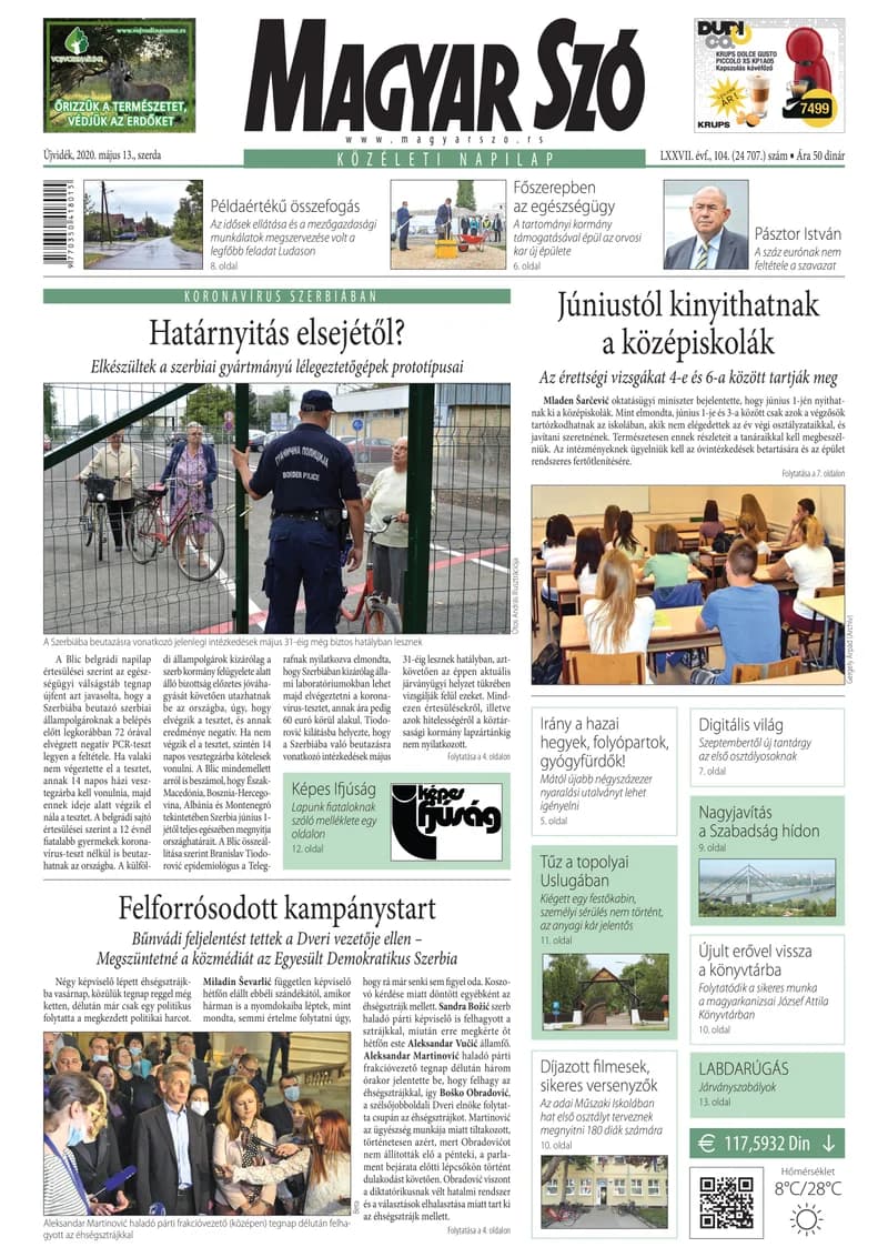 Magyar Szó, 77. évf. 2020. május 13. 104. sz. 1–16. oldal
