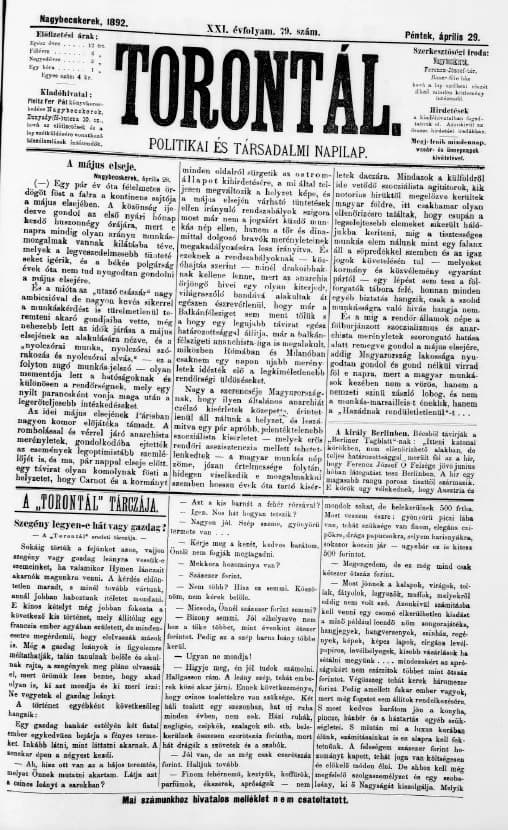 Torontál, 21. évf. 1892. április 29. 79. sz.