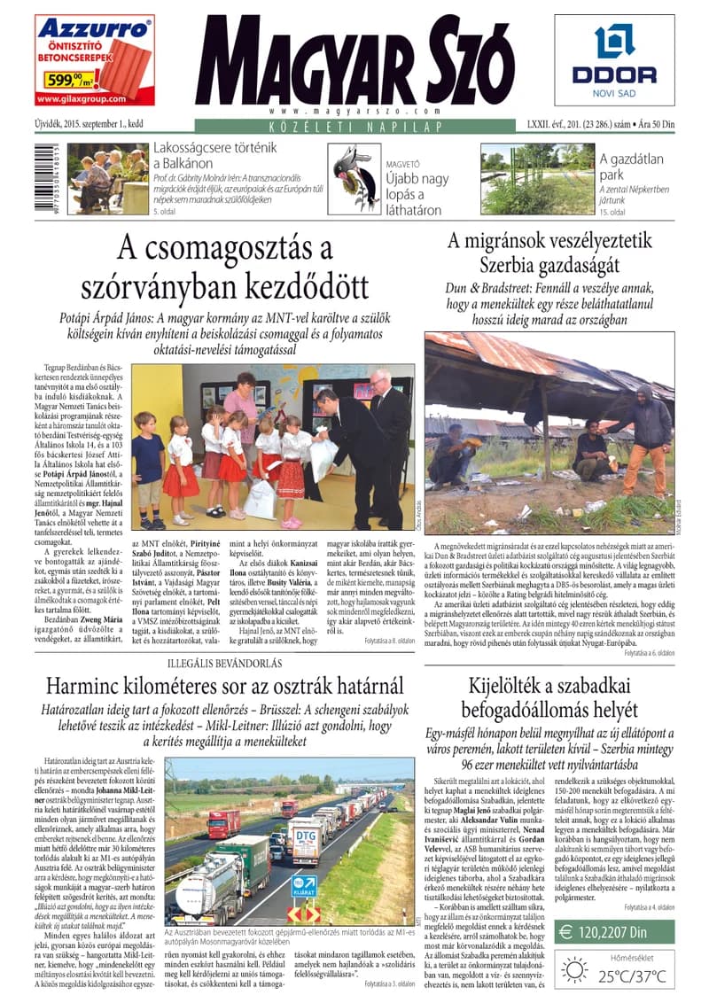 Magyar Szó, 72. évf. 2015. szeptember 1. 201. sz. 1–20. oldal