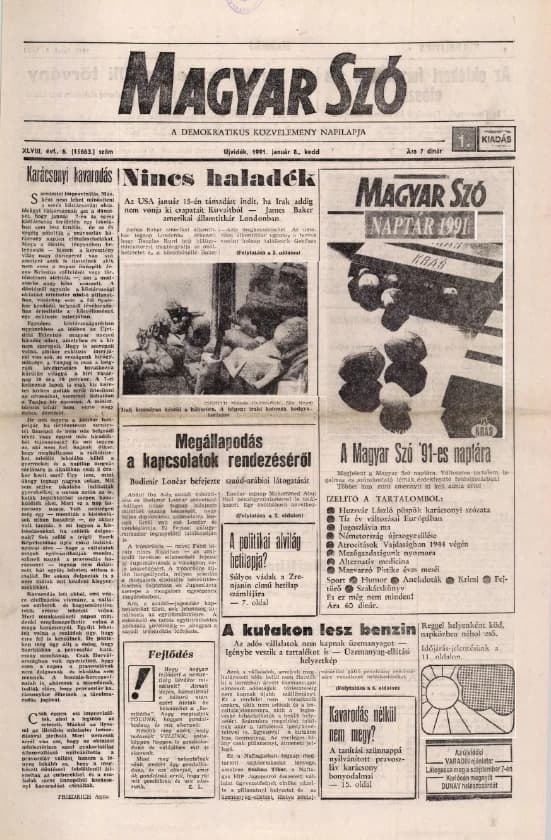 Magyar Szó, 48. évf. 1991. január 8. 6. sz. 1–20. oldal