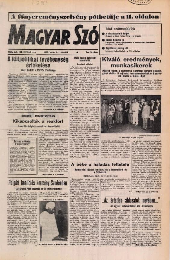 Magyar Szó, 43. évf. 1986. május 8. 124. sz. 1–20. oldal